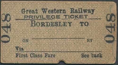 Railway ticket gwr privilege - gwr,