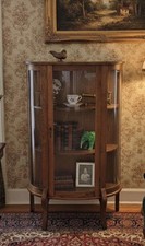Antique Tiger Oak Curved Glass