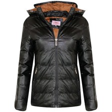 New Womens Ladies BLACK Quilted Winter Designer Coat Puffer Hooded Jacket Parka 