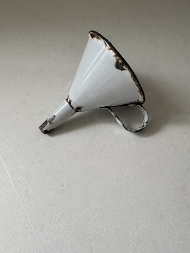 Vintage enamel kitchen funnel - enamel,