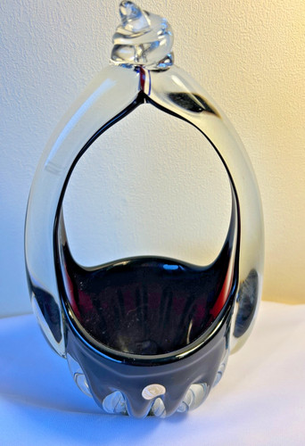 Ruby red glass basket with - basket,