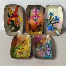 5 Pieces Attractive Vintage Style Enamel Side Plates Serving Trays Platters