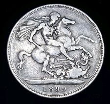 1899 Queen Victoria Silver Crown Five Shilling Coin LXII