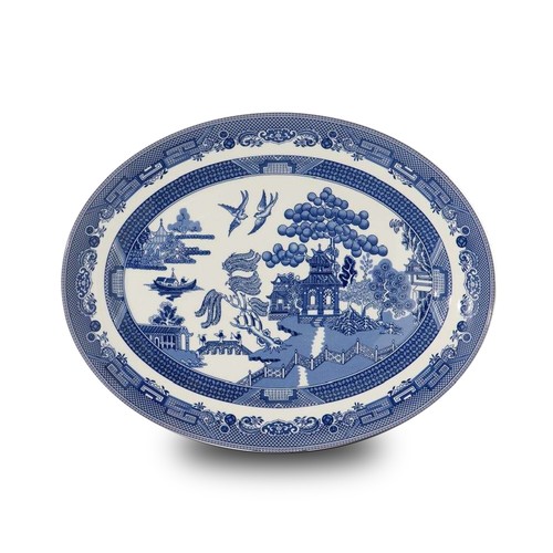Blue willow ceramic dinner - blue,