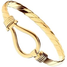 Mens Yellow Gold Hook Bangle