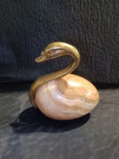 Marble and Brass Duck Figurine