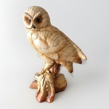 Carved Wood-Effect Resin Owl