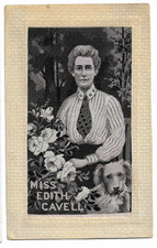 World War One Silk Postcard of Miss Edith Cavell with Her Dog