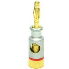 HQ 4mm Banana Plugs for 6mm Speaker Cable Connections Silver & Red [005887]