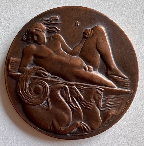 Art deco bronze medal - deco, medal,