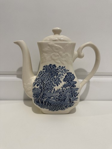 Blue white transferware - white,