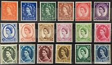 GB QEII 1952 - 1967 Mixed Set of 18 Wildings Including 11d Brown MNH