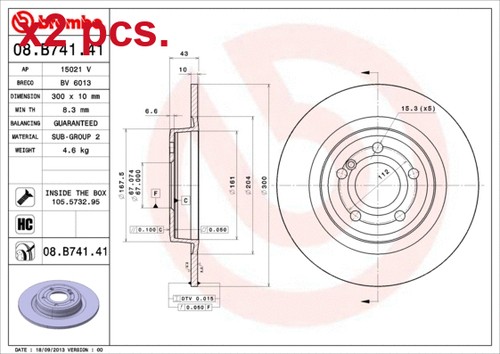 Pcs rear brake disc - x2,