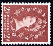 1958-65 2d Light Red-Brown SG573a Watermark Sideways Trimmed Perf Unmounted Mint
