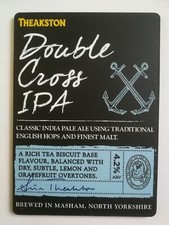 THEAKSTON brewery DOUBLE CROSS IPA real ale beer pump clip badge front Yorkshire