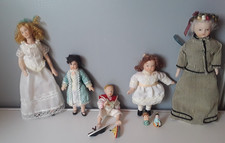 Dolls House 1.12 Scale family Job Lot Of Five 2 Adults 3 Children and Toys