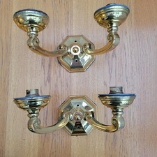 Pair Double Brass Sconces