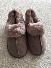 JUST ladies Real sheepskin slippers Mocha UK 5-6 EU 38-39 Brand New No Tags