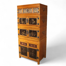 Vintage Chinese Style Compound Cupboard Chinoiserie Stacking Wedding Cabinet