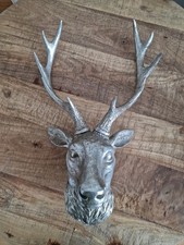 Wall Mounted Silver Stag Head