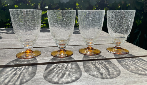 Vintage crackle glass goblets - vintage,