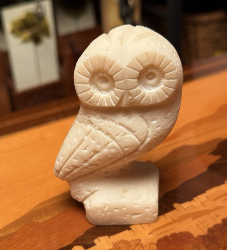 Hand carved white owl - hand-carved,