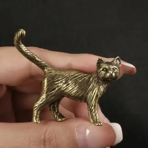 Retro brass cat ornament - retro,