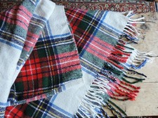 Vintage Pure Wool Tartan Travel rug, Picnic Blanket.