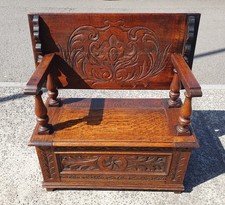ANTIQUE CARVED SOLID OAK MONKS