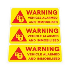 3x WARNING VEHICLE ALARMED AND