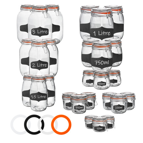 Glass storage jars - jars, labels
