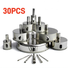 30X Diamond Hole Saw Kit Drill Bits Set Cutter Glass Ceramic Tile Porcelain 2025