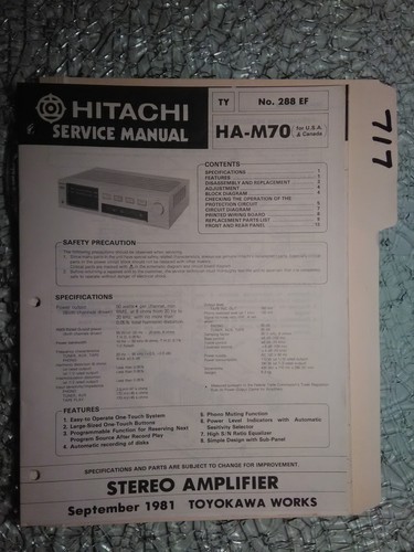 Hitachi m70 service manual - hitachi,