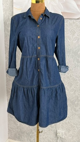 Blue denim shirt dress with - ,