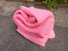 Vintage Witney Old Bond Street Pure Wool Pink Knit Blanket Twin Size 70 x 93"