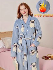 Ladies Pug Print Dressing Gown