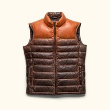 Men's Puffer Leather Vest