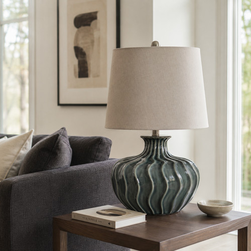 Grey black ceramic table - table, lamp