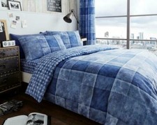 DUVET COVER SET QUILT VELVETIO TARTAN CHECK REVERSIBLE BEDING SINGLE DOUBLE KING