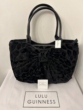 Lulu Guinness Medium Black Lips Velvet Devore Bow Wanda Bag BNWT