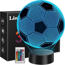 Linkax Football Gifts for Boys, 3D Illusion Football Night Light for Kids Girl B