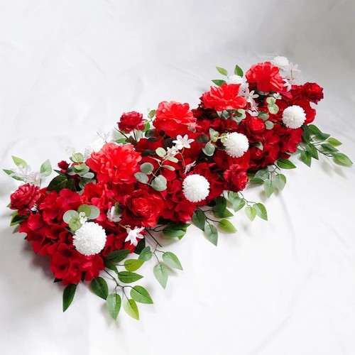 Red white artificial flower - "red,