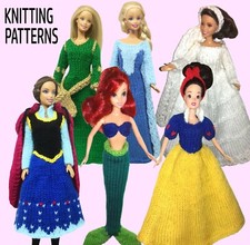 KNITTING PATTERNS 201: Barbie Princess doll. All 6 costumes included!!