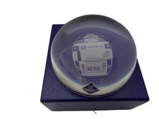 Edinburgh Crystal Paper Weight With David Coultard/Hugo Boss Helmet Engraved In