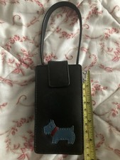Radley Mobile Phone Case Bag Black Leather Dog Logo with Handle Vintage