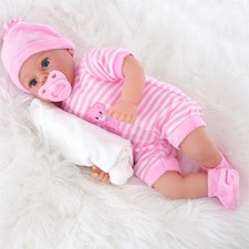 Lifelike Soft Bodied Baby Doll Girl Toy With Pink Design & Sounds 18" BiBi Doll