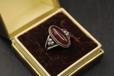 VINTAGE 925 STERLING SILVER CARNELIAN Oval Bezel Split Shank Ring, J, 1.2g - CD1