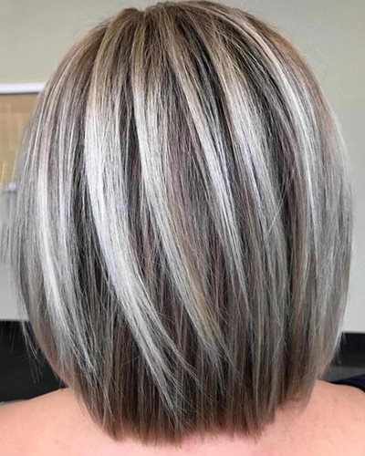 Women short grey bob wig - short,