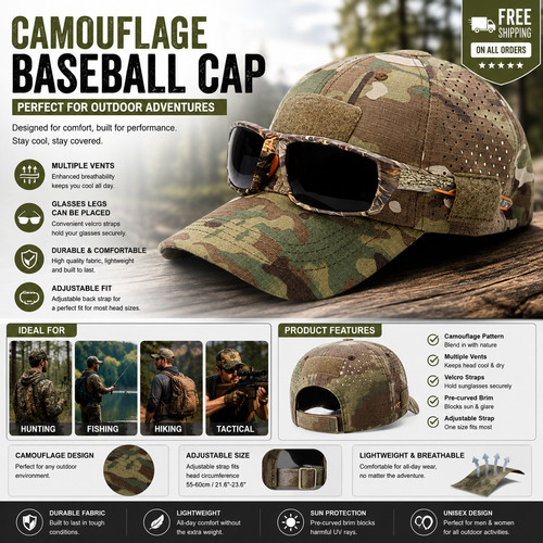Mens camouflage baseball cap - mens,