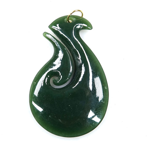 Vtg nephrite jade fish - fish, hook